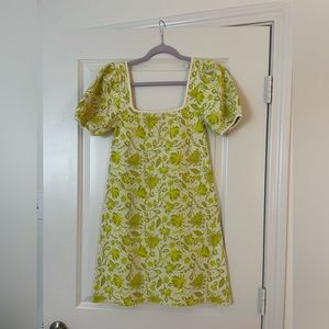 Zara Jacquard Green mini dress